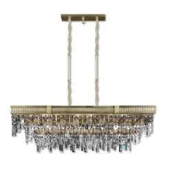 Valencia 17 Inch 12 Light Linear Suspension Light By American Brass And Crystal
