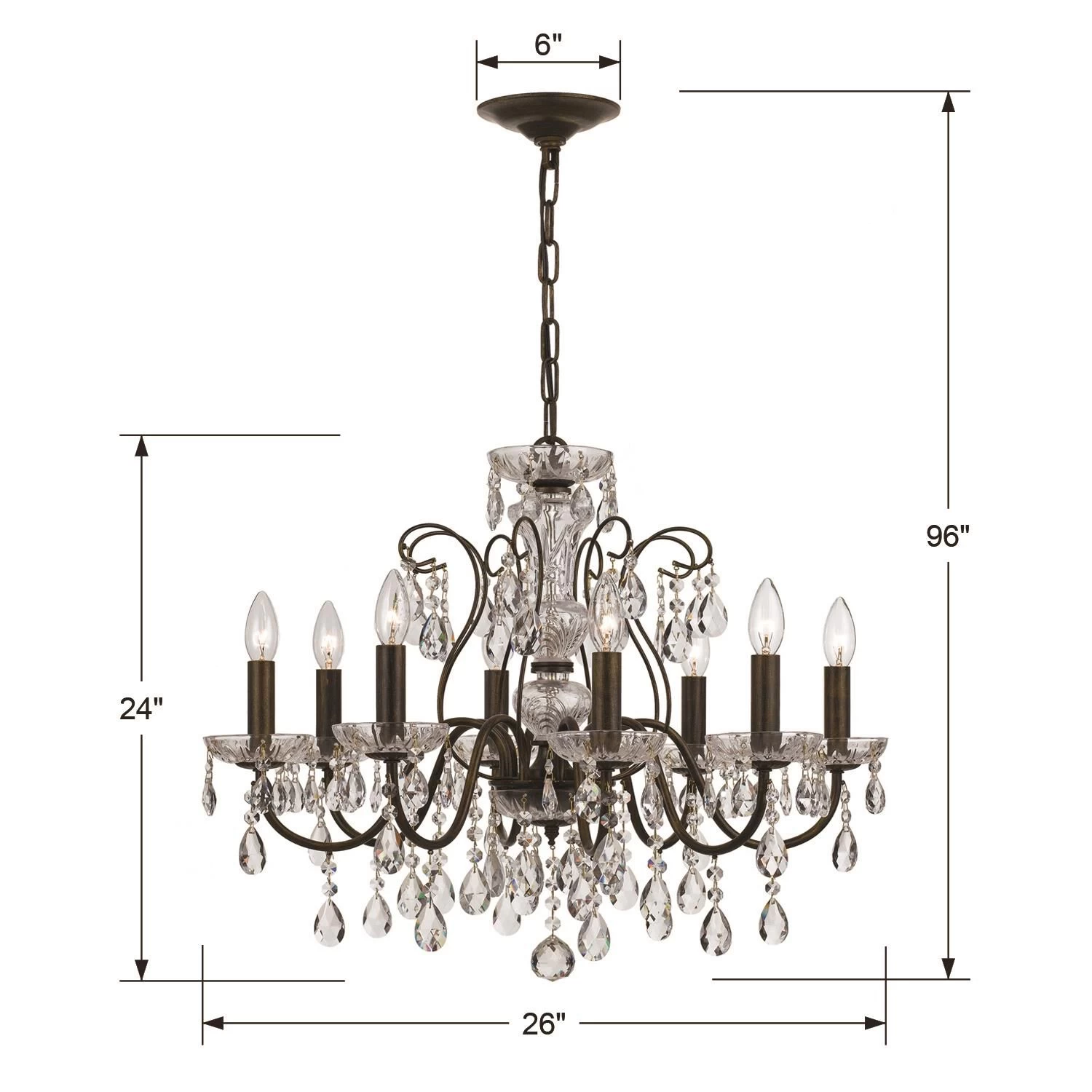 Butler 25 Inch 8 Light Chandelier By Crystorama - Image 11