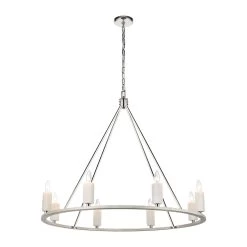 White Stone 39 Inch 8 Light Chandelier By ELK Lighting