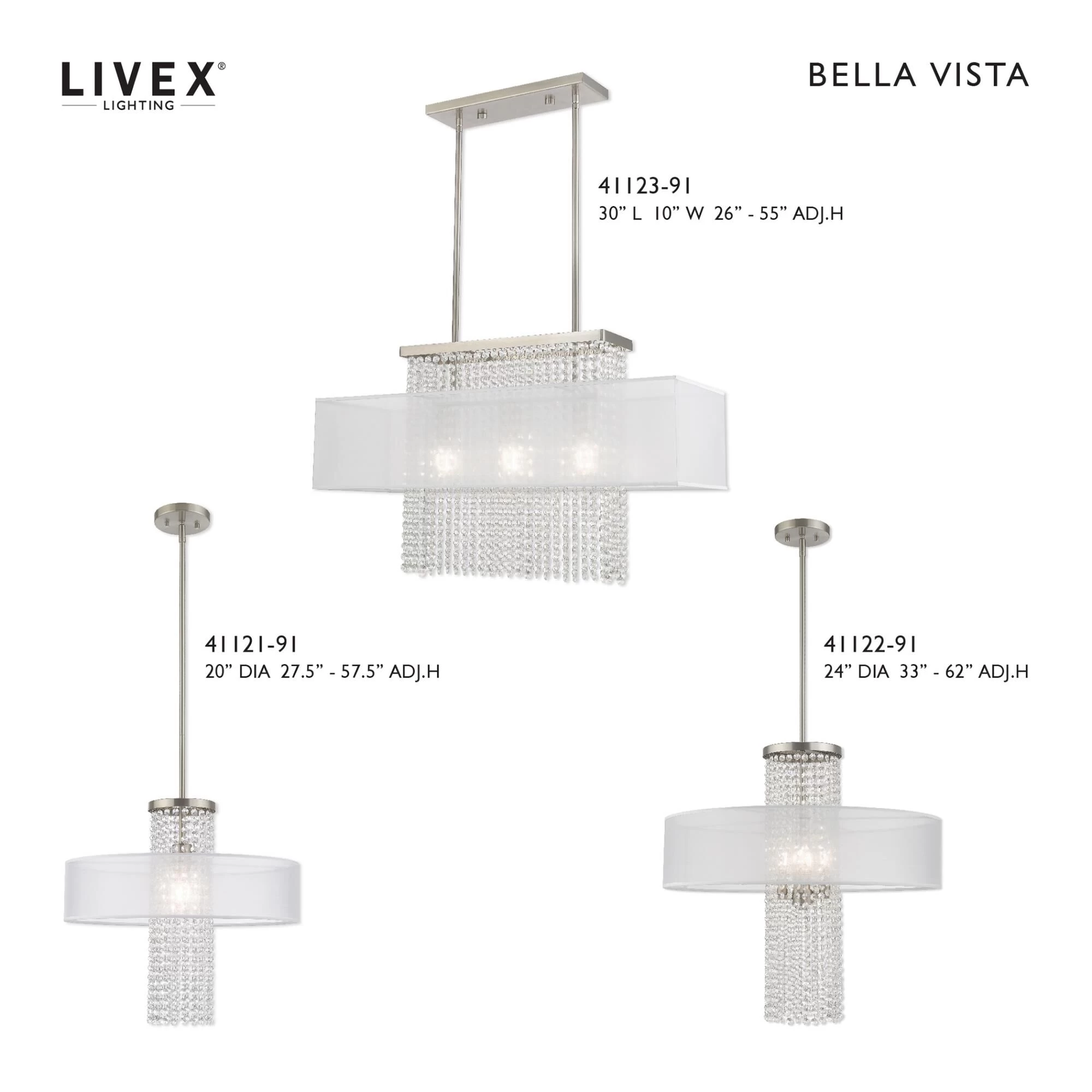 Bella Vista 30 Inch 3 Light Linear Suspension Light By Livex Lighting - Image 6