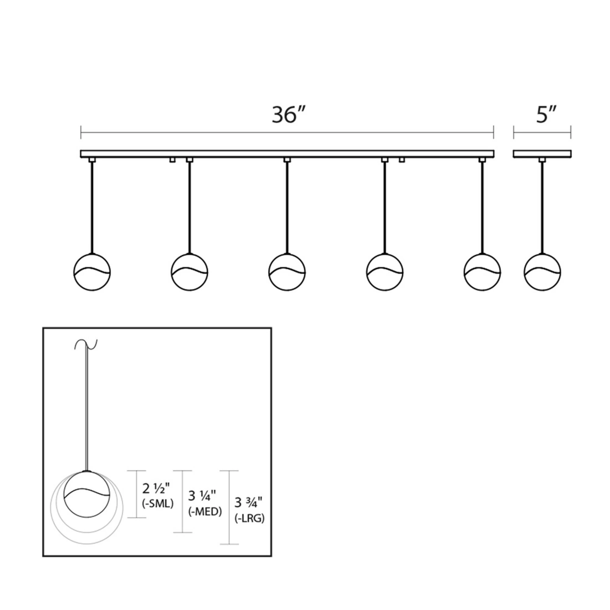 Robert Sonneman Grapes 38 Inch 5 Light LED Linear Suspension Light By SONNEMAN