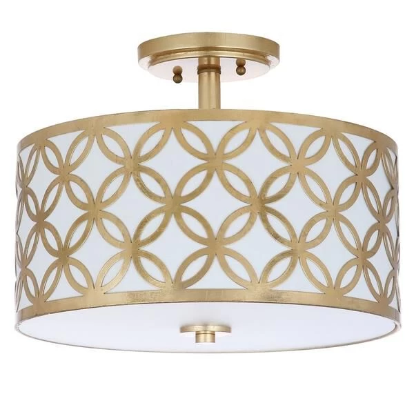 Cecily Leaf Trellis 15 Inch 3 Light Semi Flush Mount By Safavieh