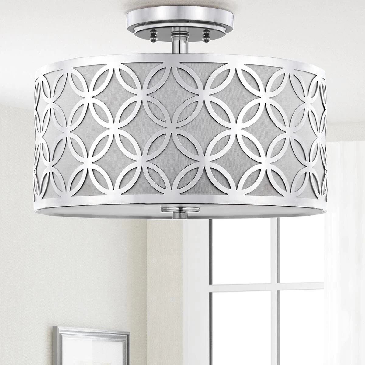 Cecily Leaf Trellis 15 Inch 3 Light Semi Flush Mount By Safavieh - Image 8