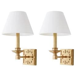 Elvira Gold Greek Key 15 Inch Set Of 2 Wall Sconce By Safavieh